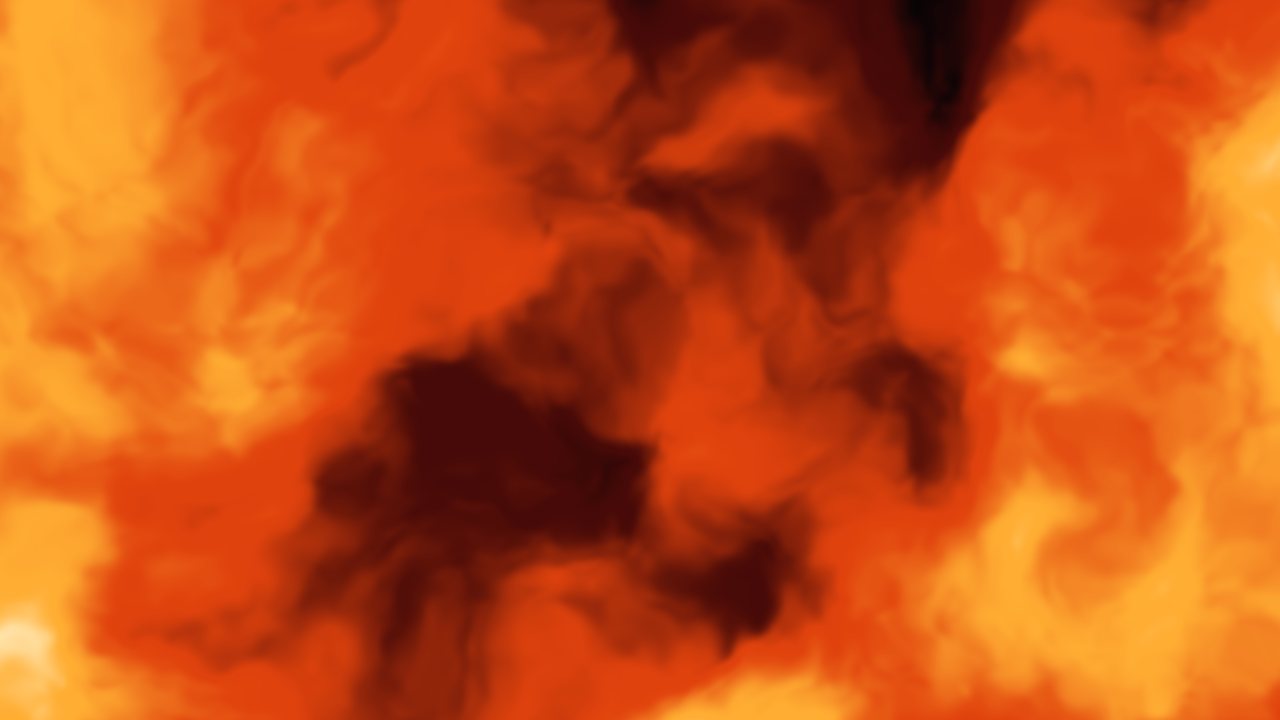 Flowing Color Field, the first Ray Kiln shader: a field of orange and black noise folded over itself